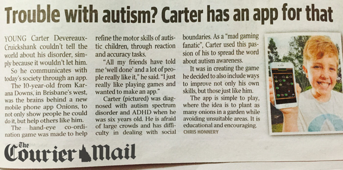 Carter pictured in the Courier Mail Brisbane