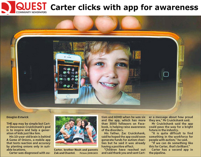 Carter pictured in the QUEST Community Newspapers